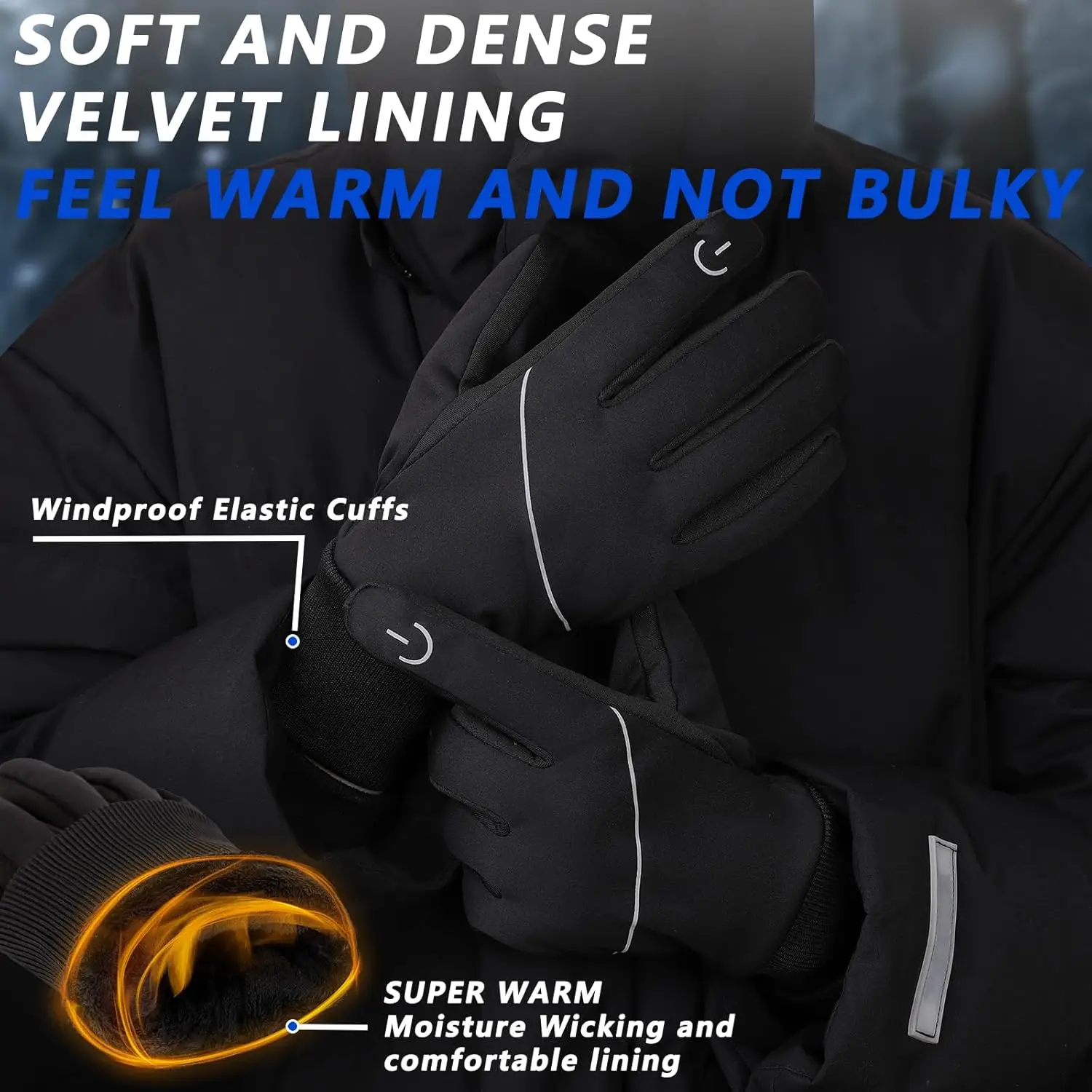 MOREOK-Guantes Térmicos de lana para hombre y mujer, manoplas de invierno a prueba de viento para correr, antideslizantes para pantalla táctil, para