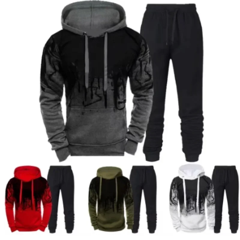 

Autumn Winter Trending Tracksuits Men Camouflage Hoodie + Pant 2 Piece Set Sports Wear 3d Ink Jogging Suits