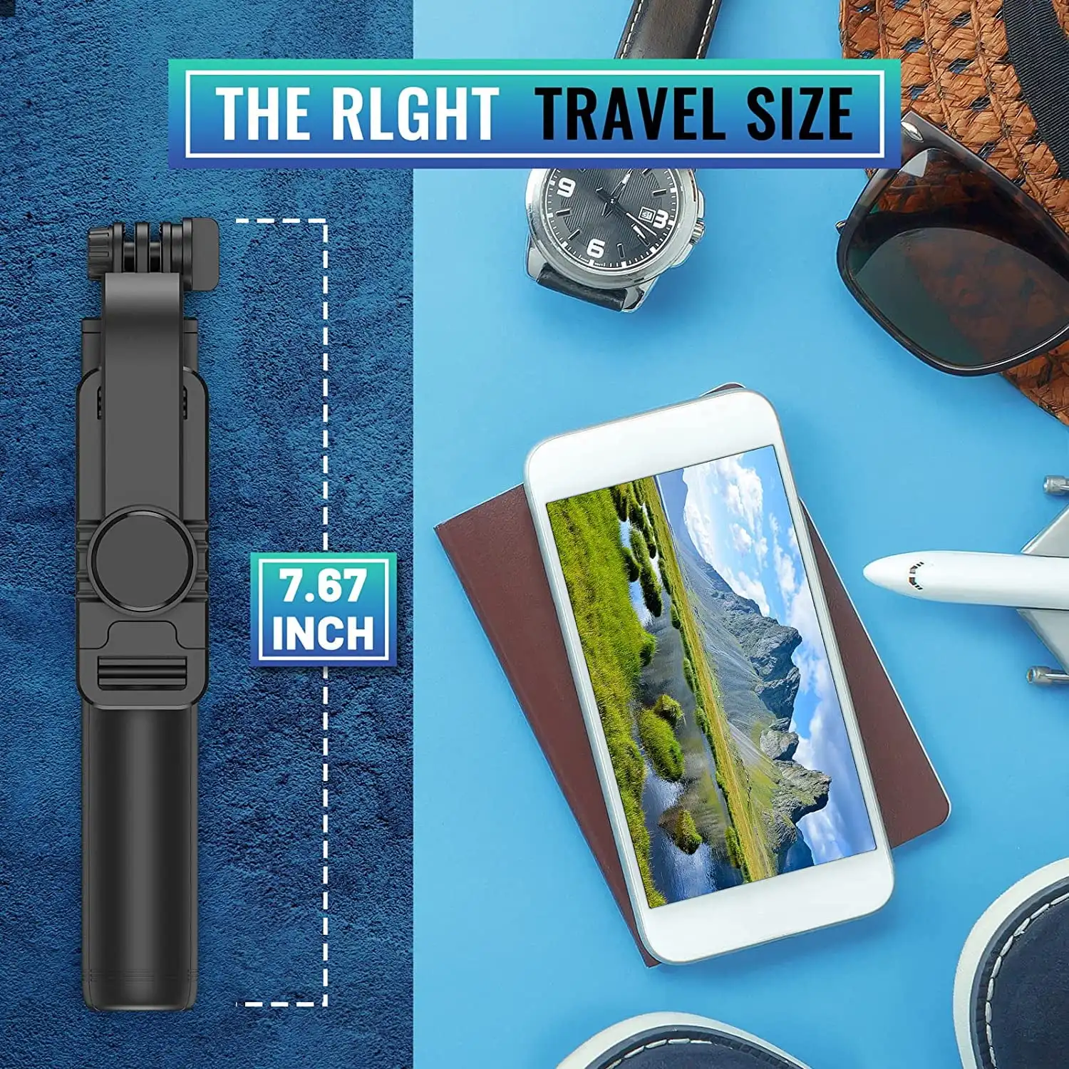 عصا سيلفي 103 سم قابلة للتمديد، حامل ثلاثي القوائم مع مصراع بلوتوث قابل للفصل، حامل ثلاثي القوائم عن بعد لهاتف آيفون وأندرويد #3