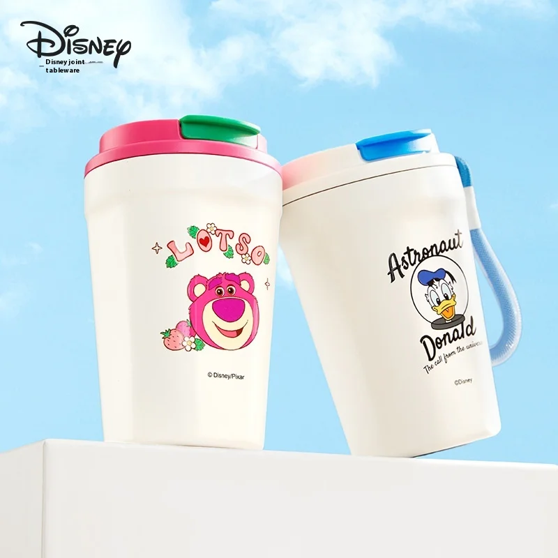 380ml Disney Mickey Mouse Thermos Bottle Straw Water Cup Thermos Bottle Kawaii Stainless Steel Large Capacity Thermos Cup Gift