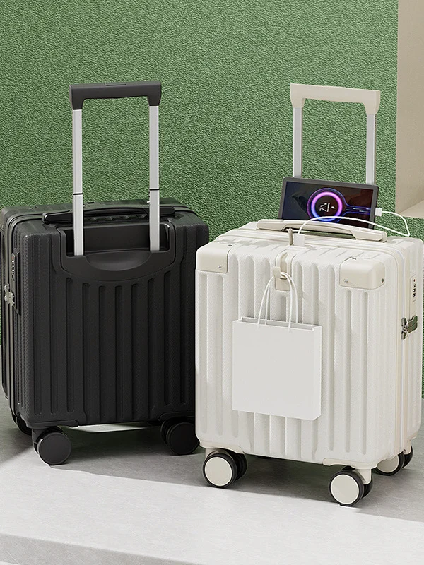 

4-Inch Carry-On Suitcase Women's Lightweight Lage with Combination Lo Faionable Trendy ABS PC Material Pure Color