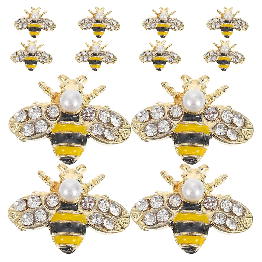 

12pcs Decorations Alloy Bee Shape Nail Art Charms For Diy Nail Art Supplies Mini Bee Jewelry Rhinestone Charms