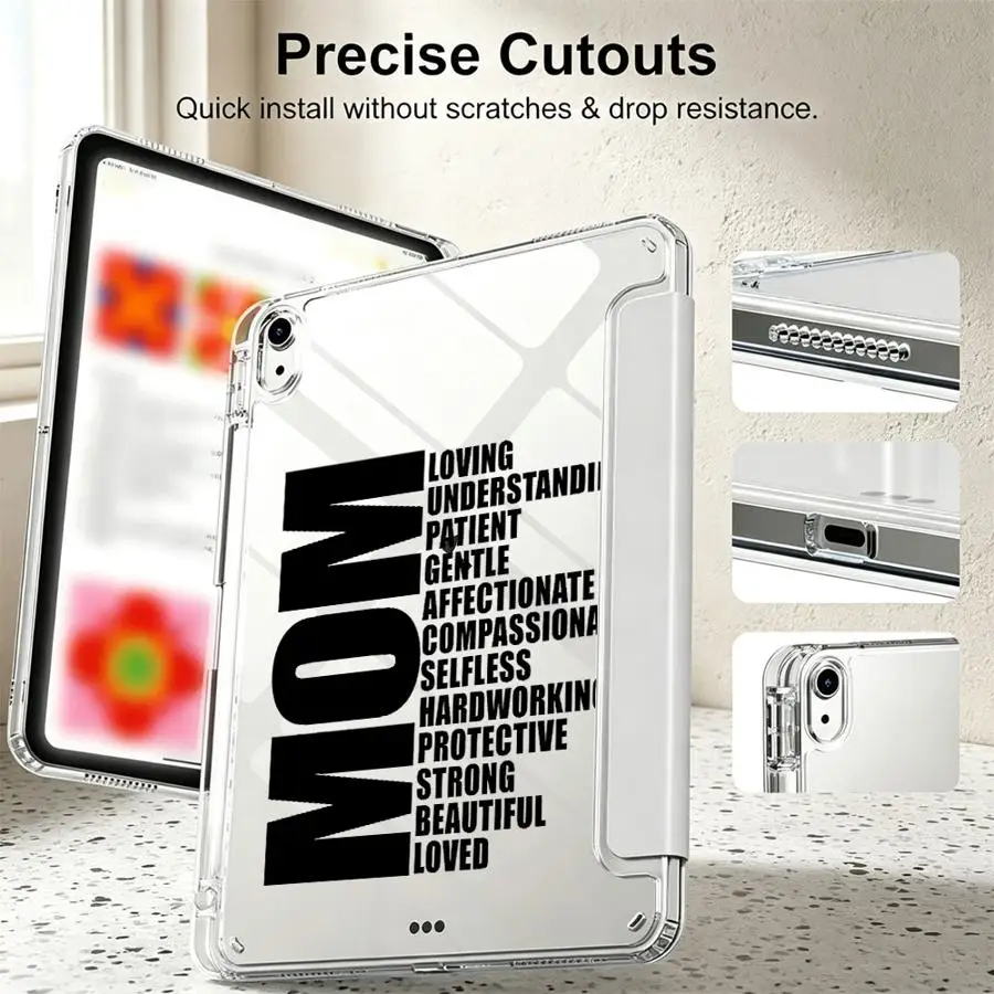 Letter Mom Design With Pen Slot Cover Tablet Case For Samsung Galaxy Tab S7 FE A11 S9 Plus A9 Plus S10 Lite A8 S8