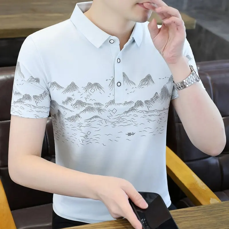 Summer New Style Men's Fashion Casual Short-Sleeved Collared Polo Shirt