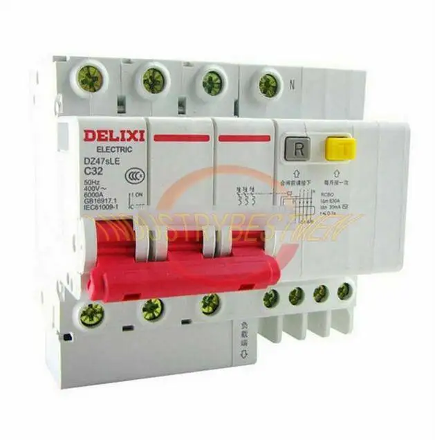 1Pcs New DELIXI Leakage Protection Circuit Breaker 3P+N 32A DZ47sLE C32 3P+N