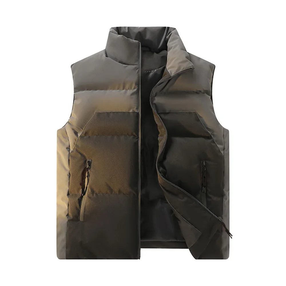 Men's Puffer Vest Jacket 2025 Autumn Winter Fashion Patchwork Warm Jackets Casual Thicken Coat Men Down Zip-up Sleeveless Jacket