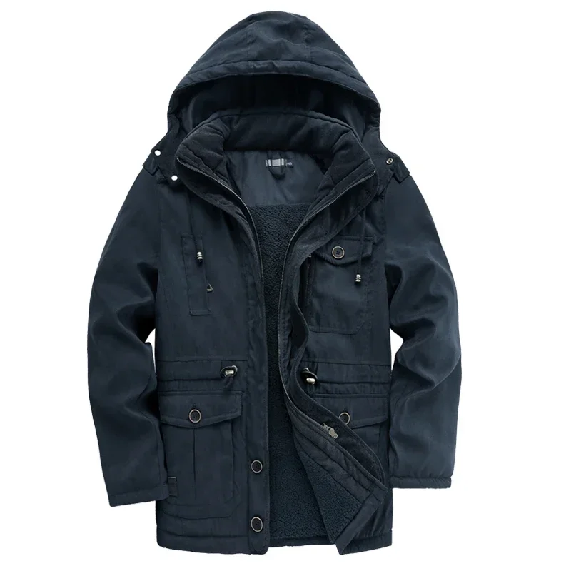 Casual Parkas Military Outdoor Fleece Men USA SIZE Stand Collar Lamb Cashmere Winter Parka Men Warm Jacket Men Cotton Windproof