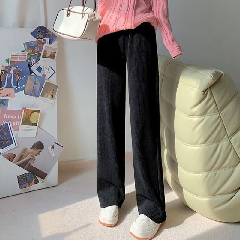 2023 Winter New Women Trousers Loose Large Size Wide Leg Pants Thick Warm Straight-Leg Pants Fashion Casual Mopping Pants