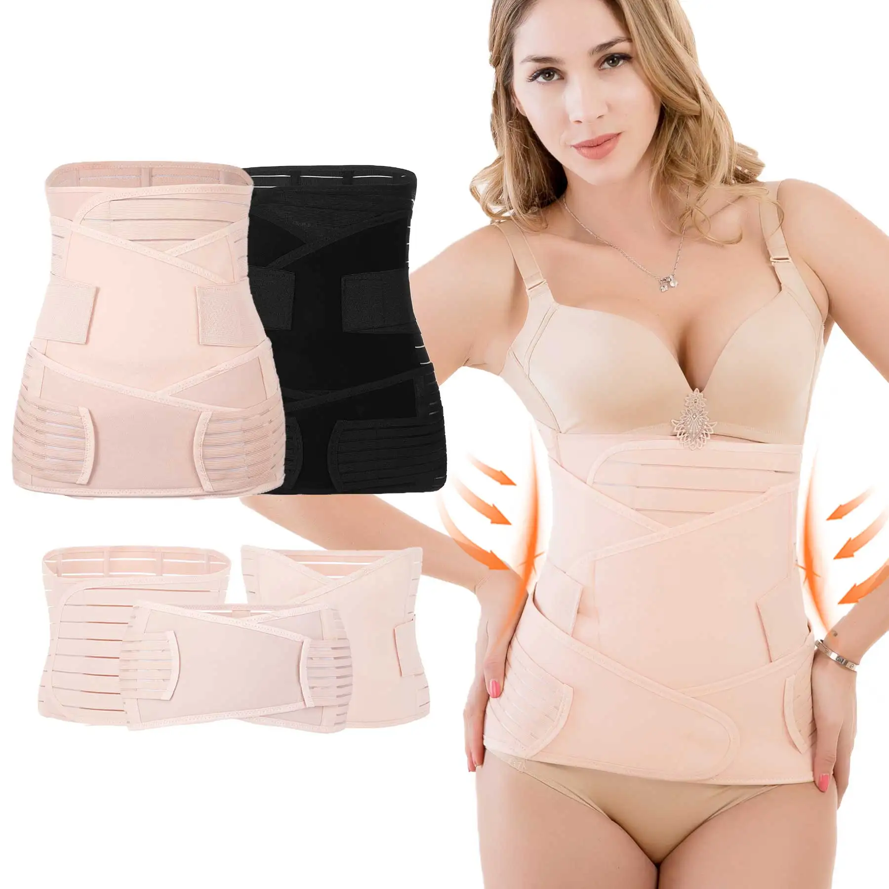 Two Colors Optional 3-In-1 Abdominal Belt Women's Three-Piece Set Breathable Abdominal Belt, Waist Girth Body Shape