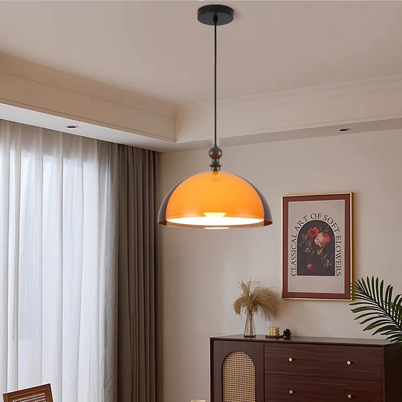 Vintage Pendant Lamp Double Layer Acrylic Lampshade Pendant Light Dining Room Bar Bedroom Bar Counter Orange Mooding Lamps