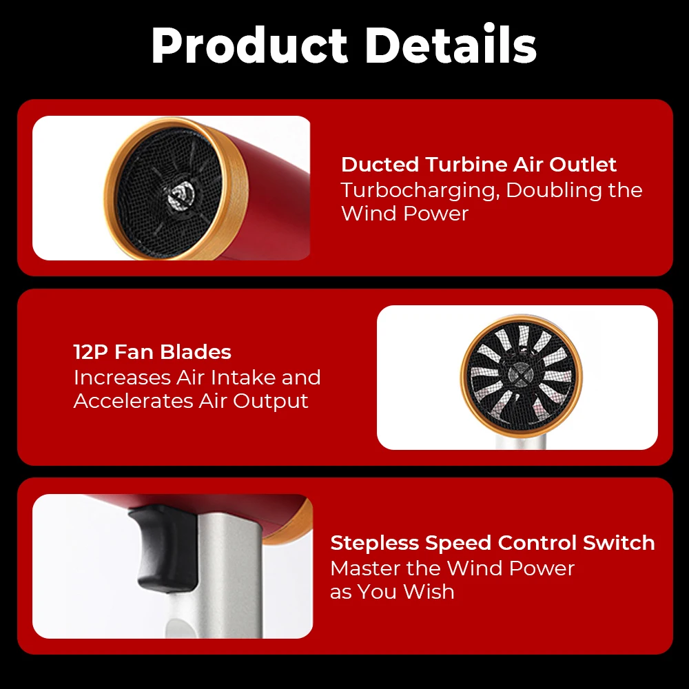 ventilador turbo Design ergonômico, confortável ao toque