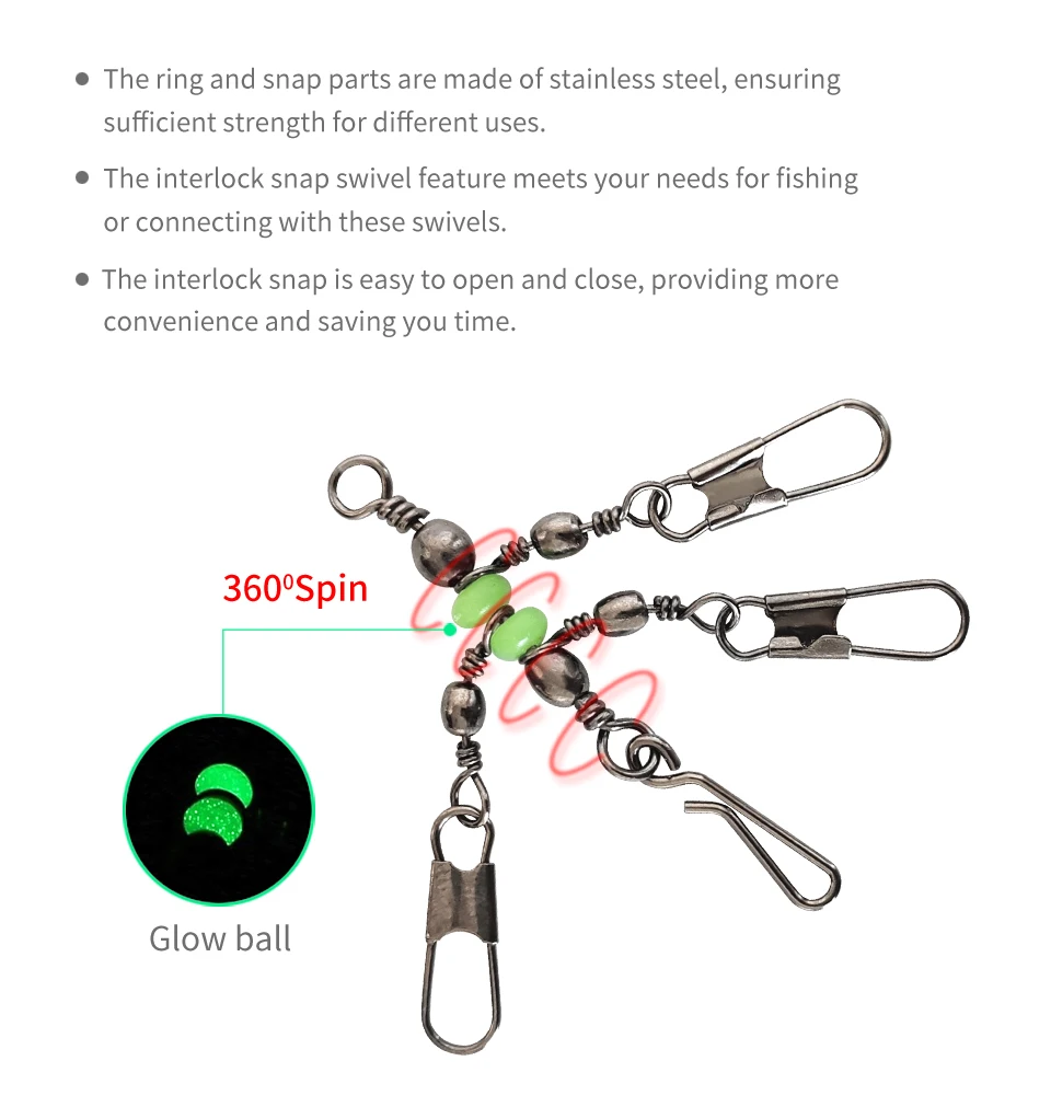 8 # /10 # 25 stücke Leuchtende Angeln Pin Stecker Barrel Wirbel Tintenfisch Jig Harten Köder Mit Interlock Snap Angeln Wirbel Snap Tackle – Detail 2
