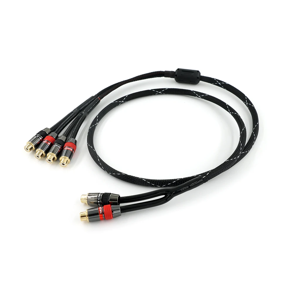RCA Plug Splitter Stereo Audio Video Cable 2 feMale to 4 feMale Dual Speaker Y Adapter Connector Extension Cord 1 Input 2 Output