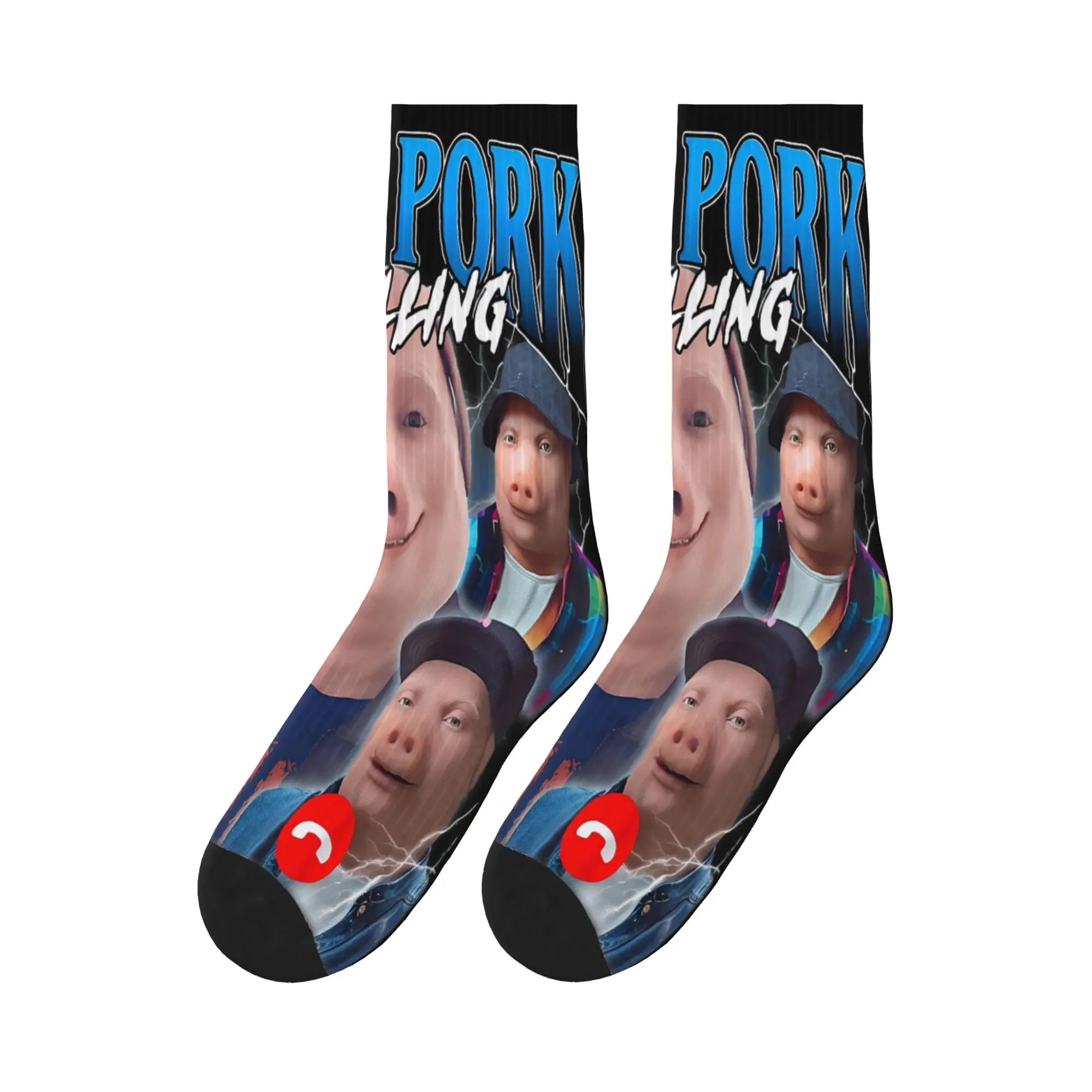 John Pork is Calling Meme Brainrot Socks  Trendy Stockings Men's Medium Soft Outdoor Socks Winter Graphic Anti Skid Socks