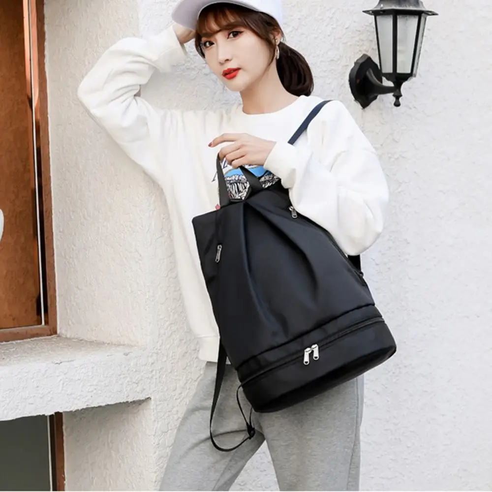 

Wet Dry Separation Fitness Bag Foldable Waterproof Swimming Backpack Shoe Compartment Expansion Sports Shoulder Tote Gym