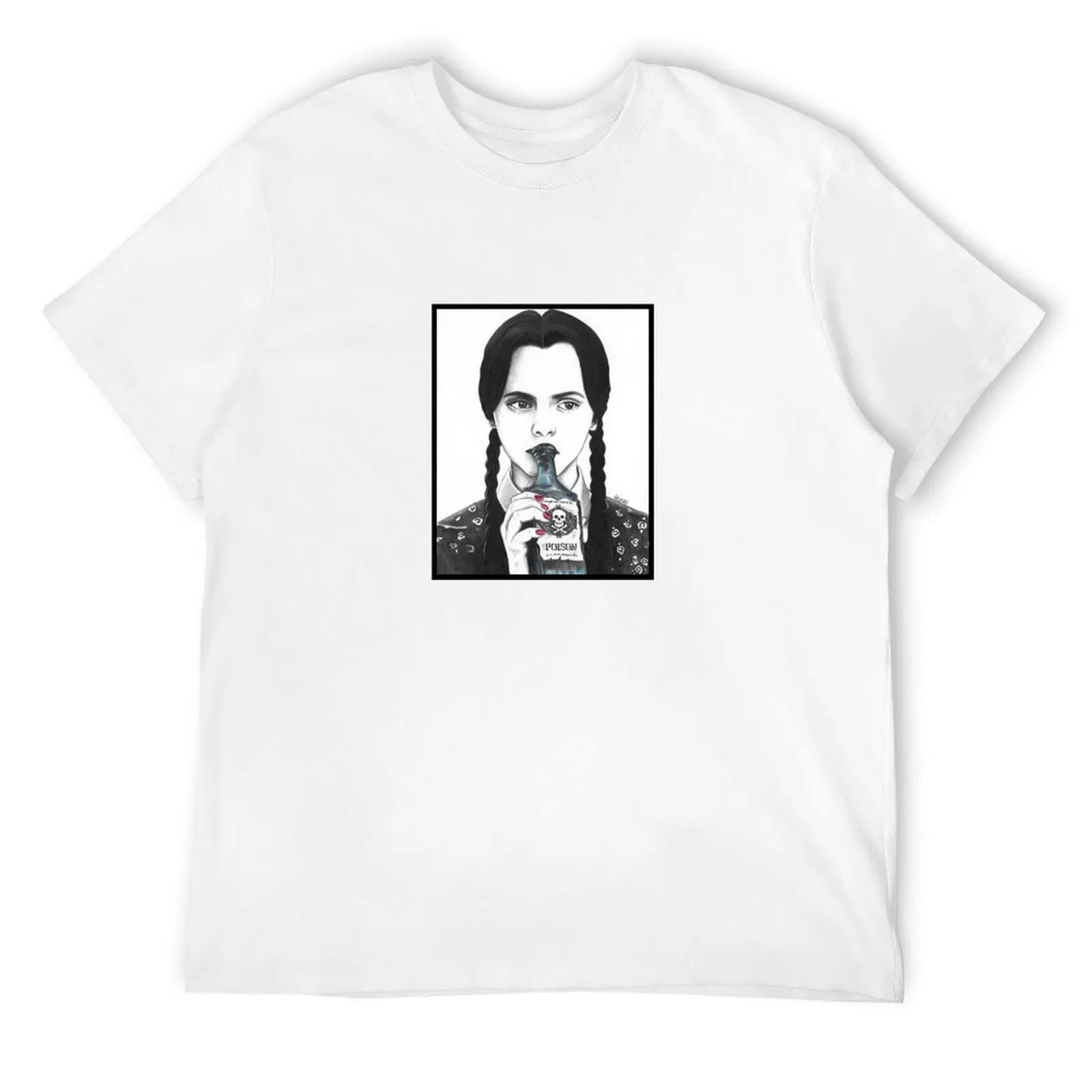 Wednesday Addams drawing T-Shirt man t shirt summer clothes Men's clothing