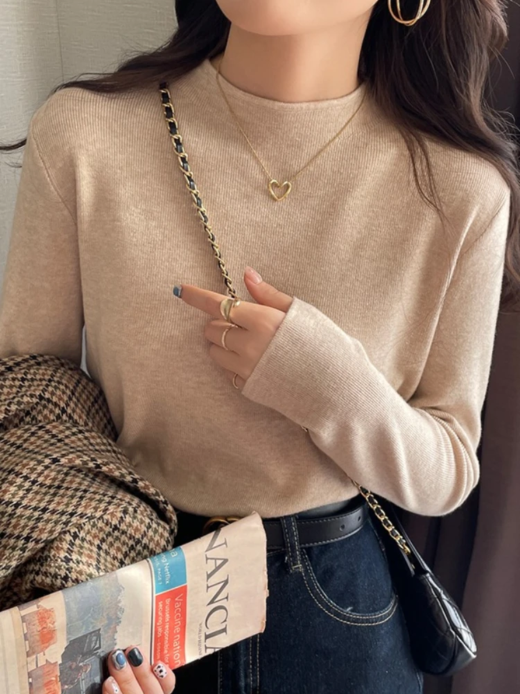 AOSSVIAO ครึ่งคอเสื้อกันหนาวผู้หญิงแฟชั่น 2025 เสื้อใหม่ผู้หญิงถักเสื้อกันหนาวแขนยาว Bottoming ถักเสื้อกันหนาว