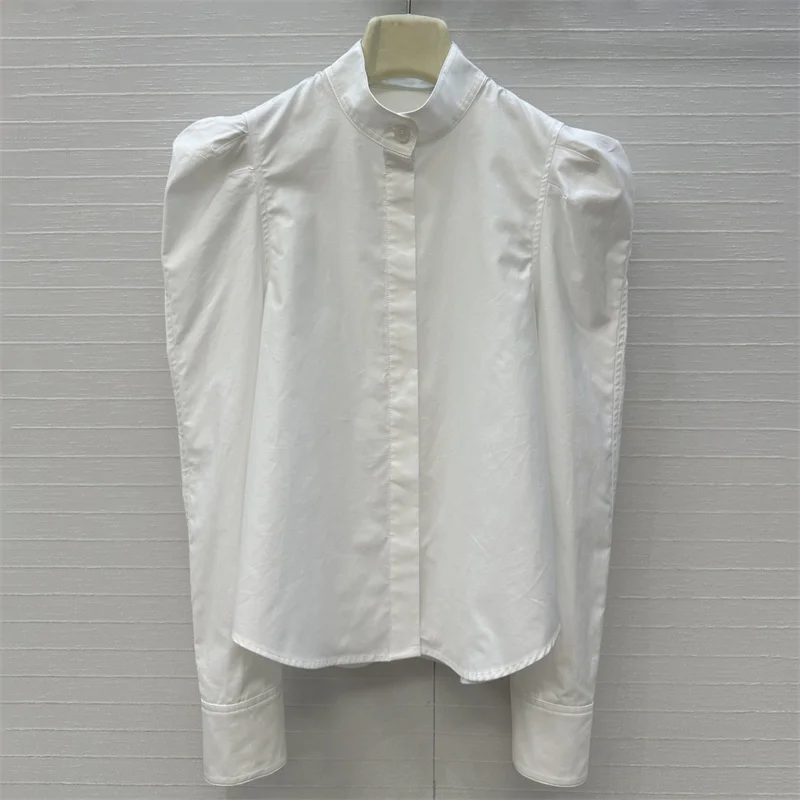 Camicia da donna Nuovo autunno 2025 monopetto slim fit top a maniche lunghe Camicetta da donna in puro cotone di alta qualità Abbigliamento da donna