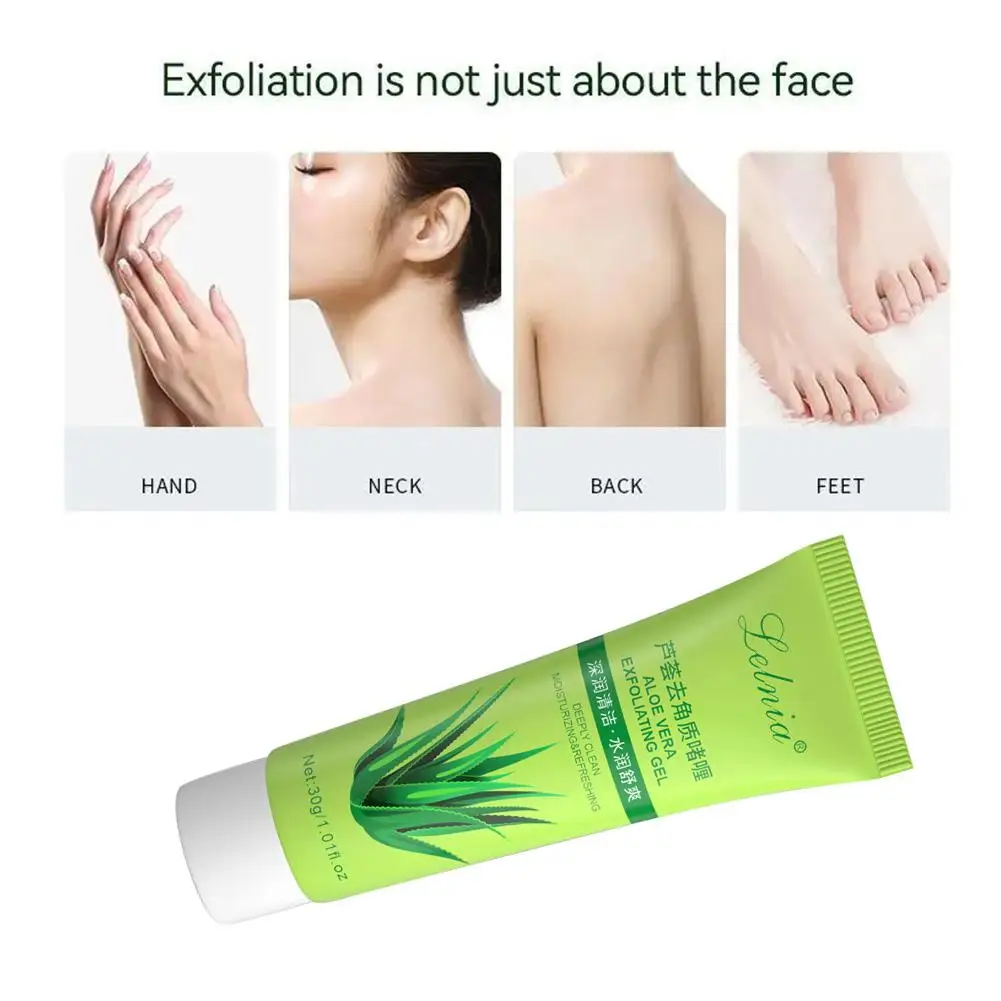 1Aloe Vera Exfoliating Gel Moisturizing Aloe Extract Smooth Body Skin Facial Cleansing 30g Care Cream Scrub Tender Skin Care