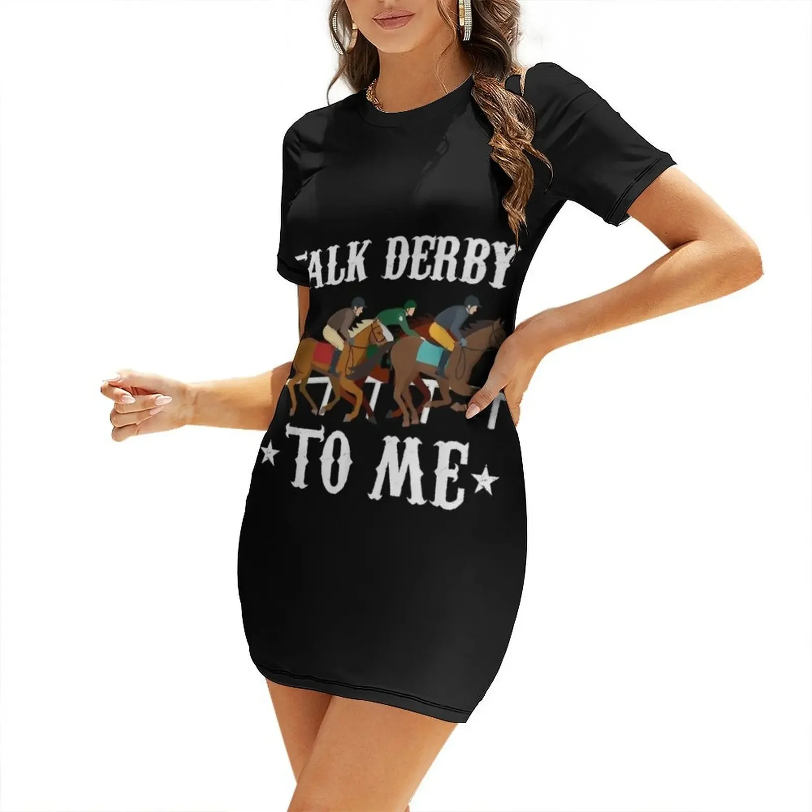 

Talk Derby To Me Horse Racing Gift Short-Sleeved Dress fairy dress prom dresses Women's dress for pregnant women