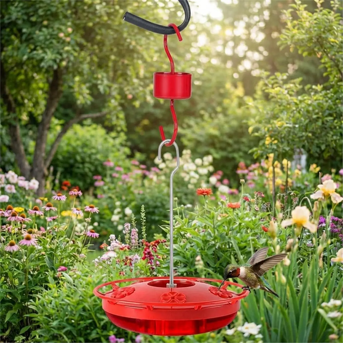 (AD11] Metal Ant Moat for Hummingbird Feeders Ant Guard Hook with Leak-Proof Design,Includes 4 Cleaning Brushes,Weather-Proof