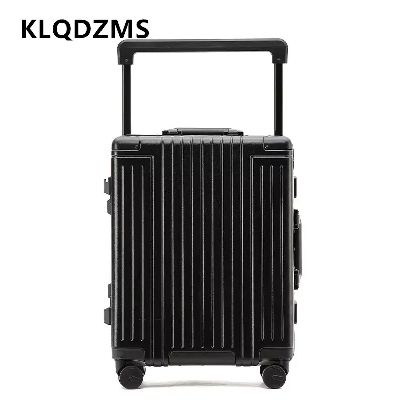 KLQDZMS-bolsa de viaje con marco de aluminio para hombre y mujer, Maleta Universal con ruedas, maleta con contraseña para negocios, 24 y 26 pulgadas