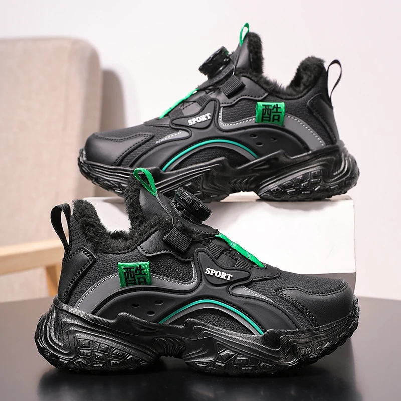

Children Cotton Shoes Boy Plush Sneaker Black Platform Chunky Kids Casual Sports Shoes Luxury Winter Warm Boy Origin Sneaker