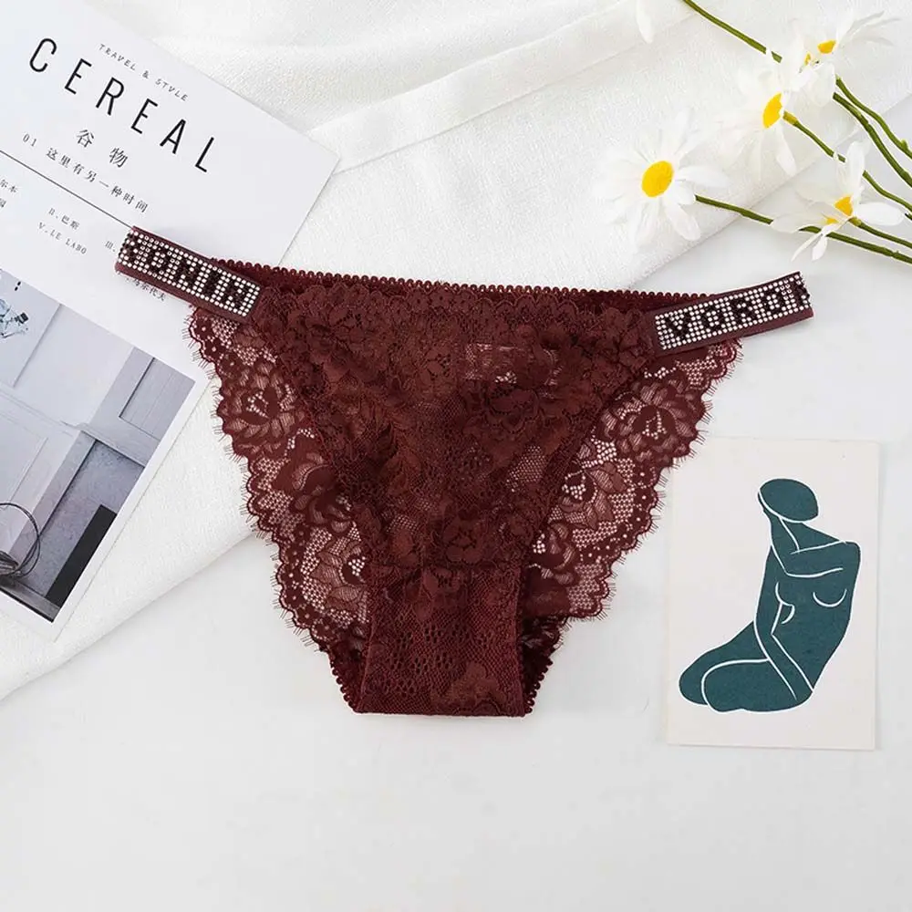 Sexy respirável carta cinto para meninas algodão virilha renda cristal strass briefs coreano roupa interior feminina calcinha