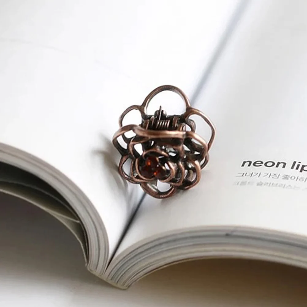 

3pcs Vintage Hair Claw Hollowed-out Rose Mini Trumpet Hair Claw Jaw Clip Hair Pin