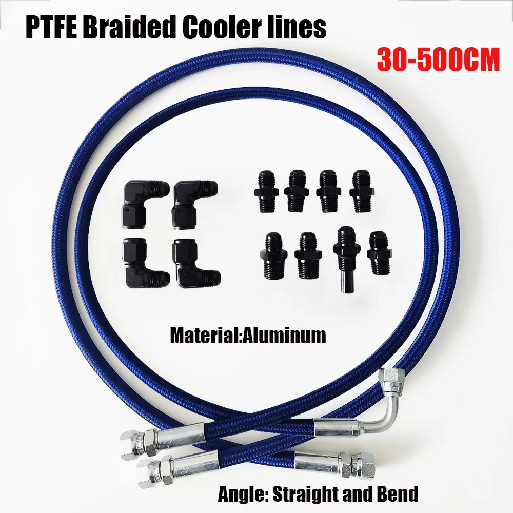 

Transmission Fluid Oil Cooler Hose Line kit Stainless Steel Braided PTFE Hose AN6 0-90degree Optional 30-500CM Fuel Hose Pipe