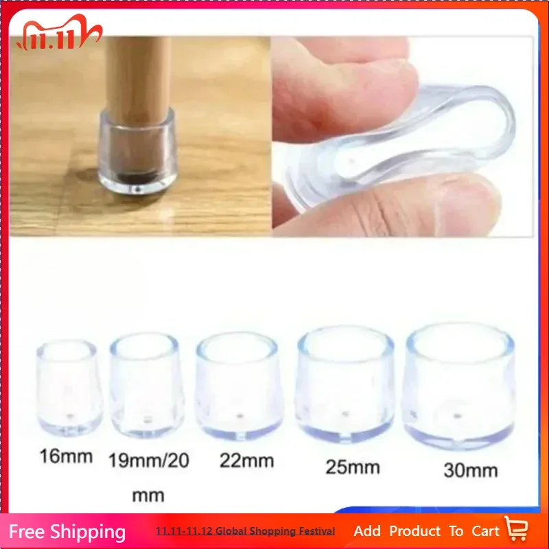 

20Pcs 16/19mm Chair Leg Caps Rubber Feet Protector Pads Non-slip Transparent Table Covers Furniture Leveling Feet Decor