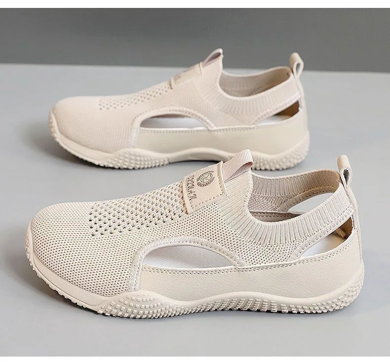 Damen Sommer Weiße Schuhe Koreanischer Stil Ins Mode Atmungsaktive Strick-Freizeitschuhe – Detail 10