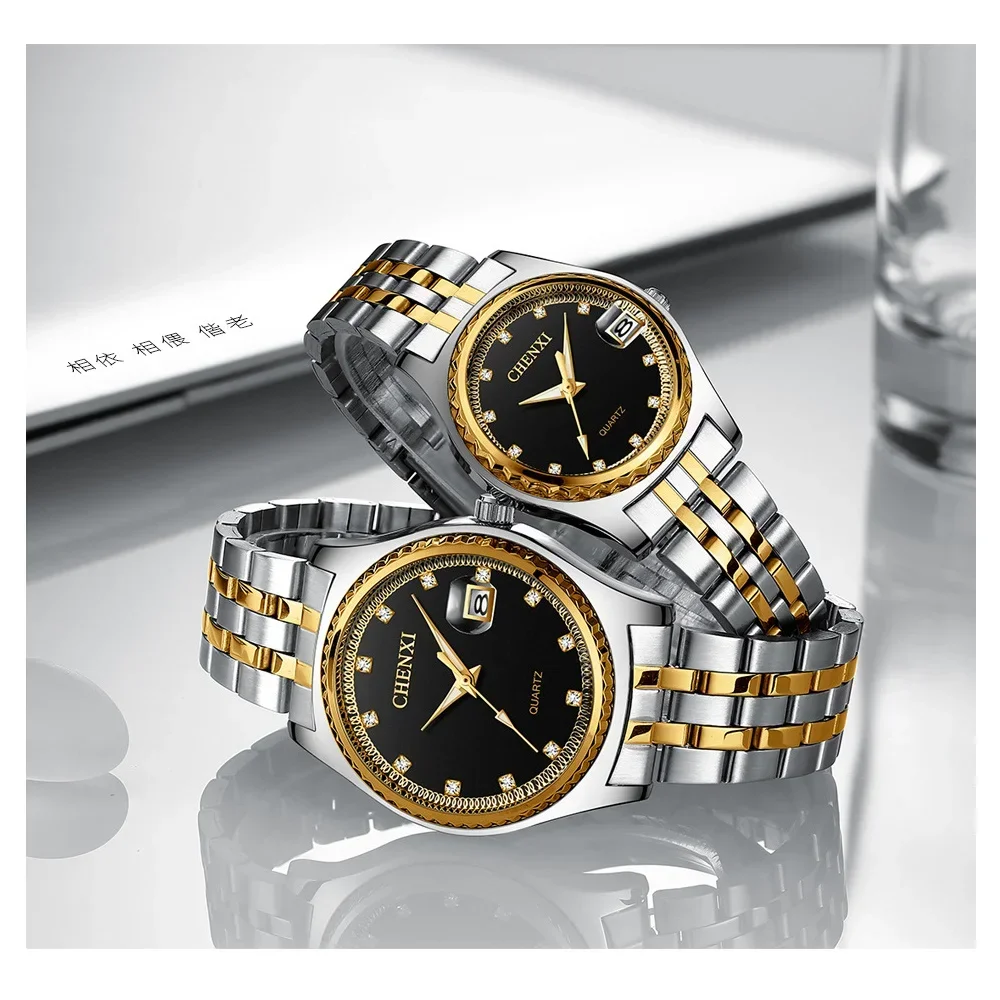 Chenxi 8204 Men Women Watches  Dial Top Brand Luxury Couples Quartz Stainless Steel Watch Waterproof Calendar