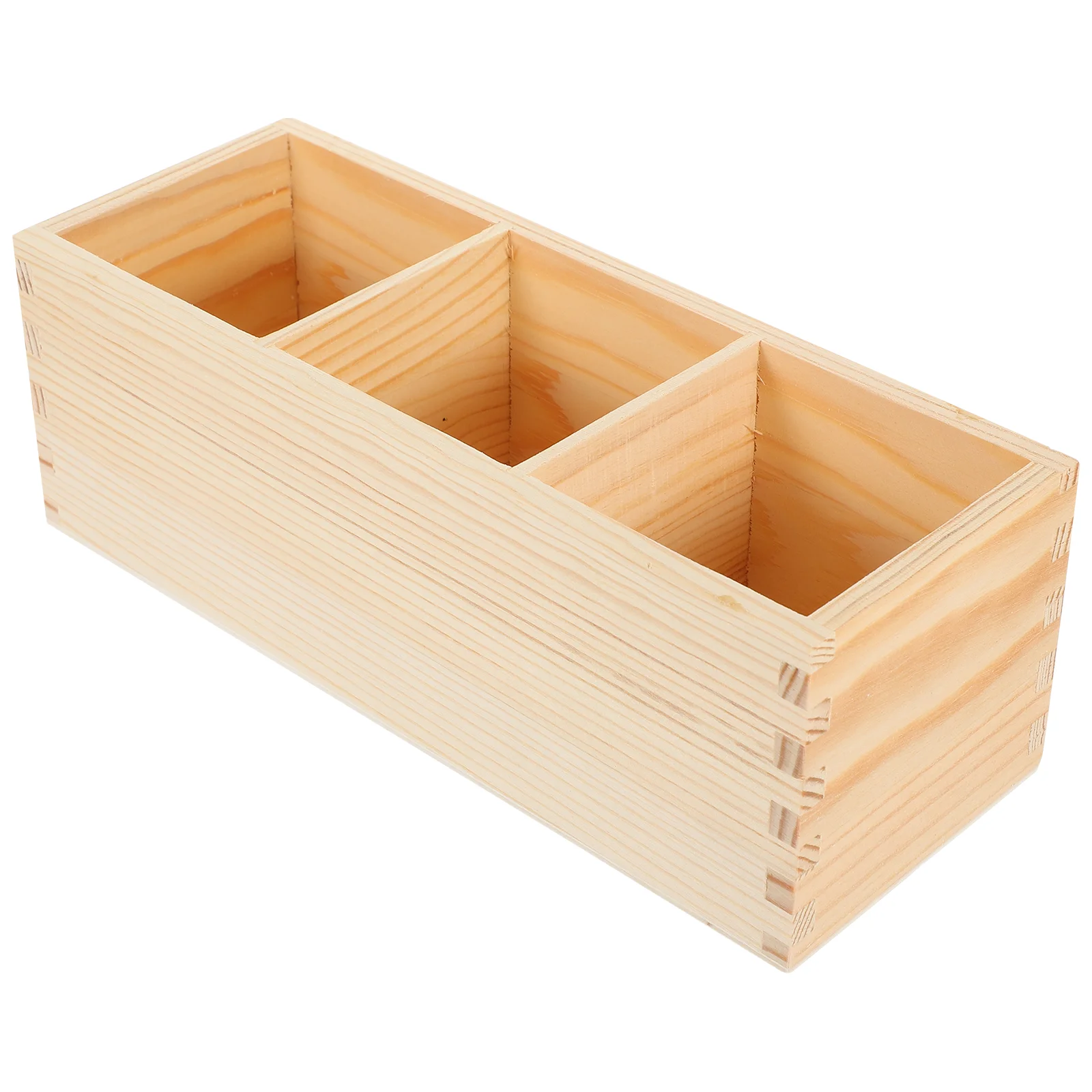 Wooden Multi-grid Pen Holder Desk Organizer Vertical Container Pine Desktop Makeup Brush