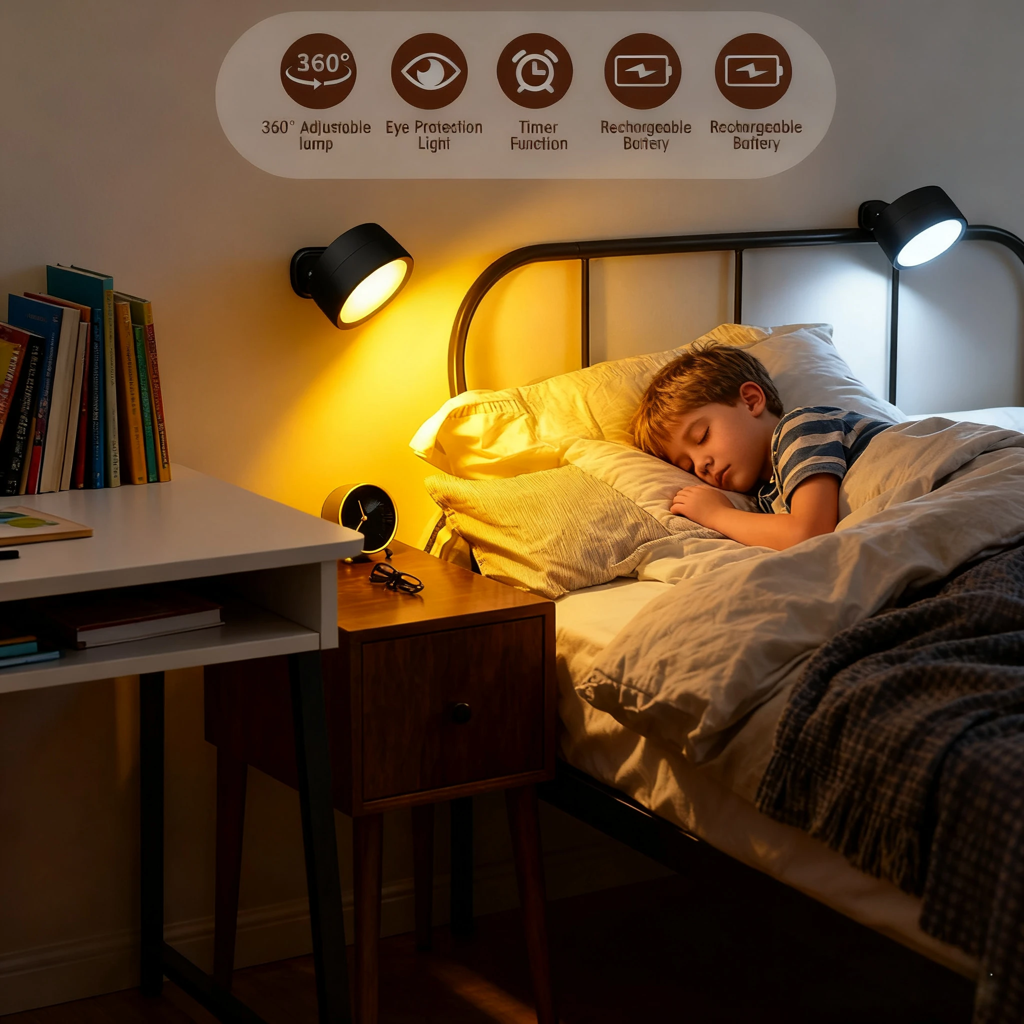 1/2PCS Magnetic Portable Wall LampTouch Remote Adjust Rechargeable Bedside No-wiring Cabinet Bedroom LED Reading Night Lamp