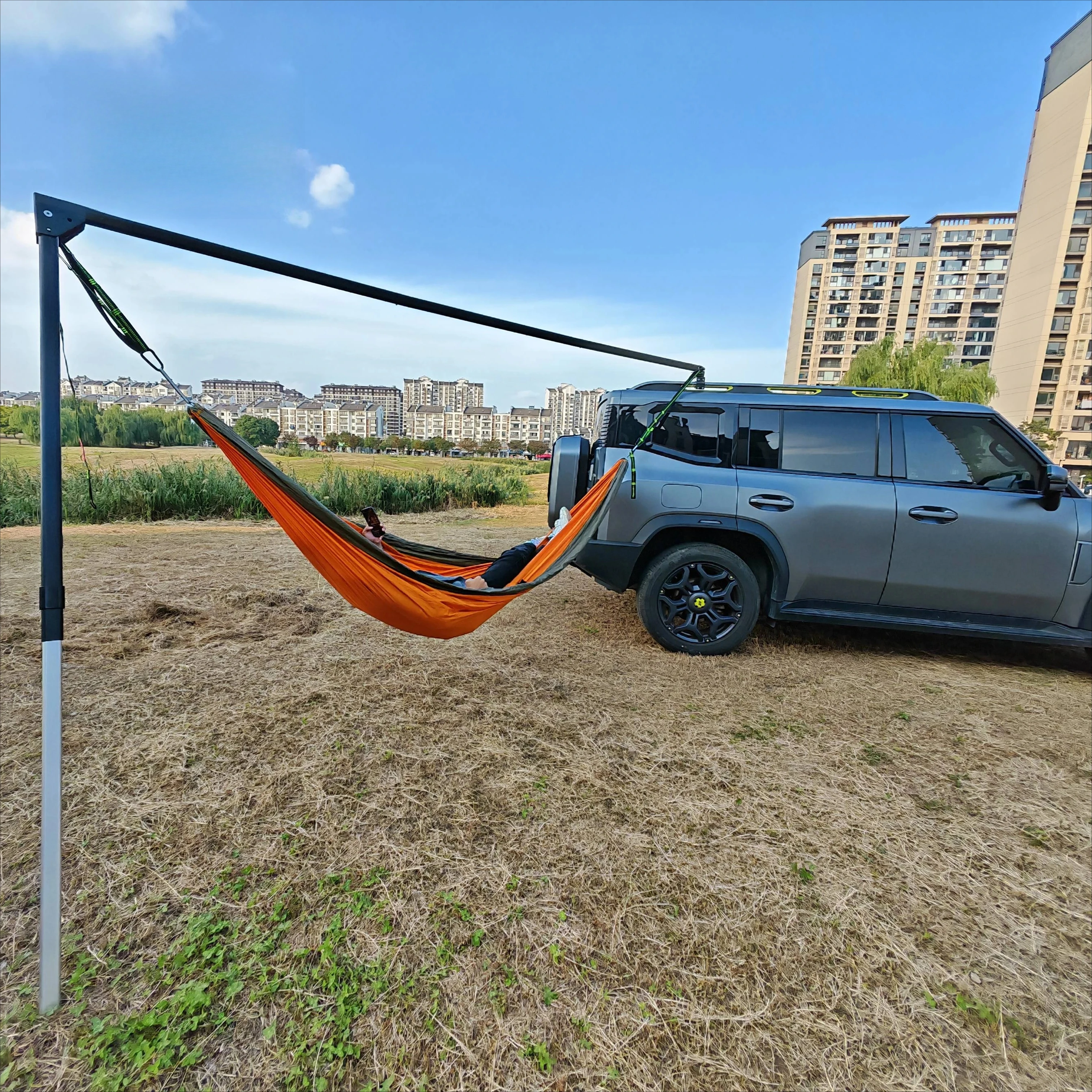 Camping Hammock Stand for Outdoor Camping Hiking SUV RV Travel Adjustable Aluminum Alloy Bracket 1 2 Person 200kg Capacity