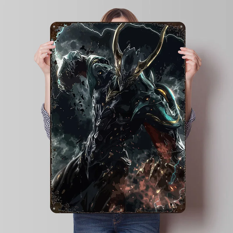 Warframe Excalibur Umbra Digital Art Poster Customized Vintage Metal Signs Wall Art Retro Tin Plaque for Home Decor Items House