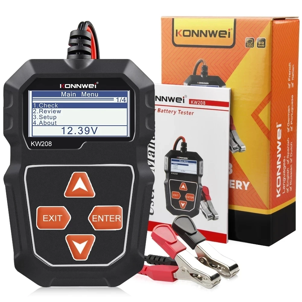 KONNWEI-probador de batería de coche KW208, 12 V, 100 a 2000CCA, carga de arranque, probador de circuito, Analizador de batería de 12 voltios,