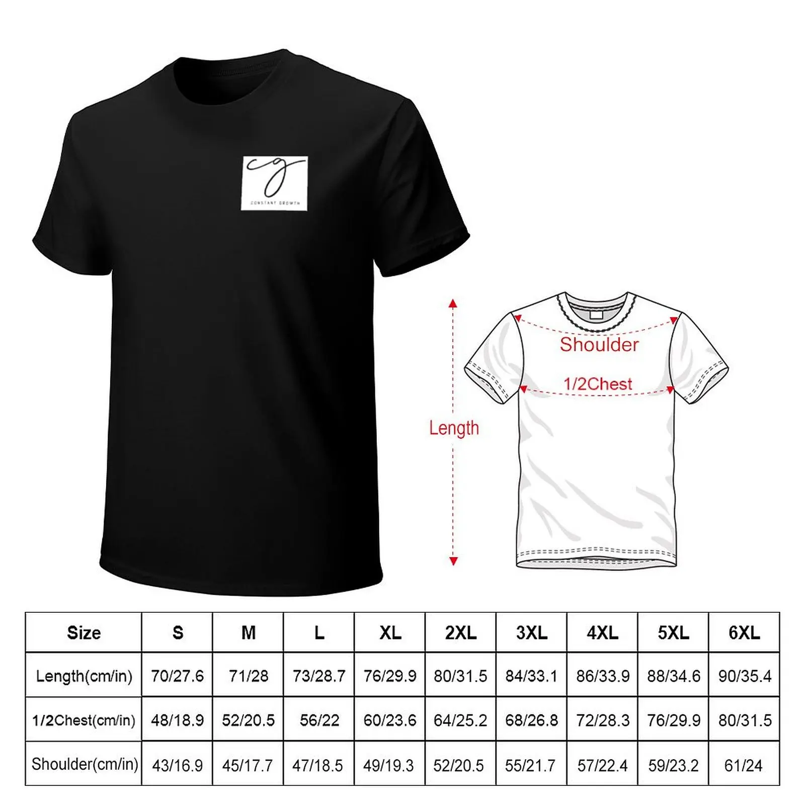Constant Growth Logo T-Shirt Basic Plain Short Sleeve Crew Neck Tee