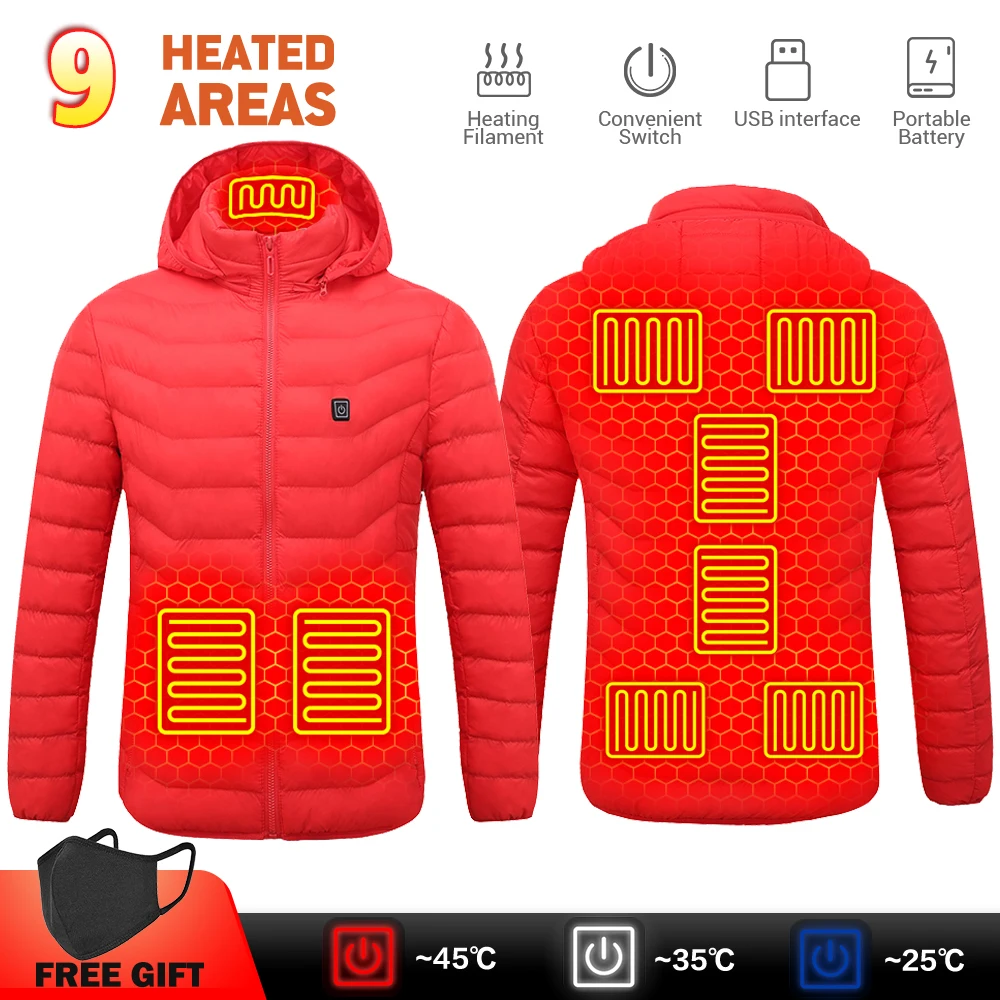 

Heated Jackets Winter Outdoor Movement USB Electric Heating Sprots Jacket WarmThermal Coat Clothing Heatable Cotton jacket Men