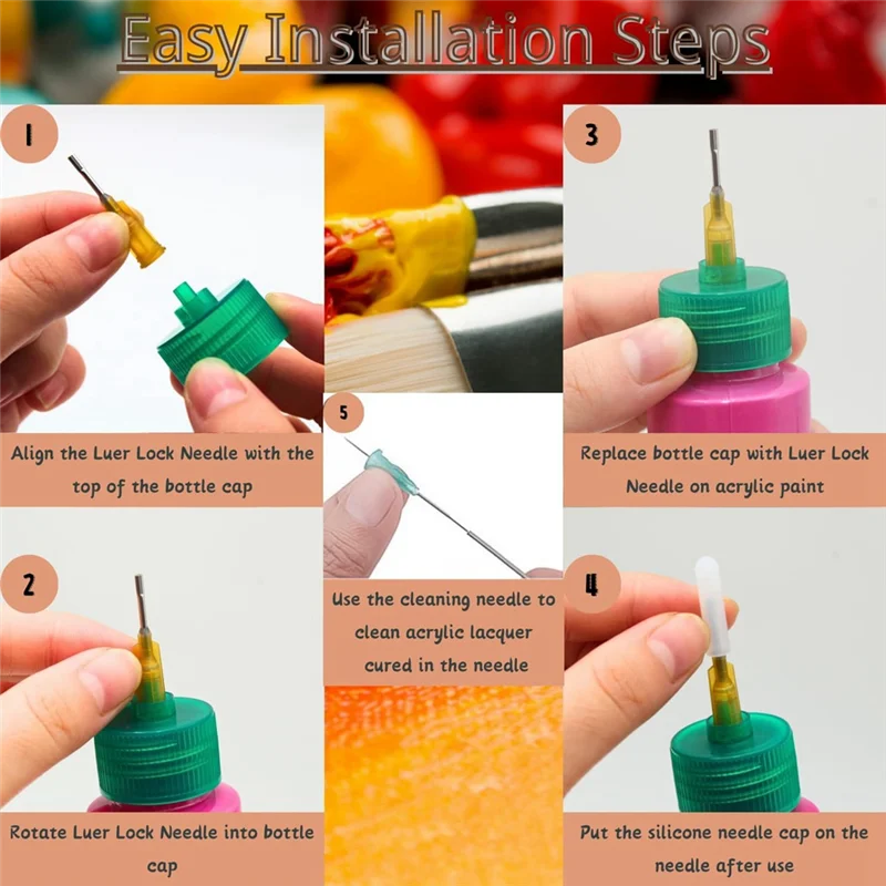 A21R-Precision Applicator Bottle Caps - Precision Tip Applicator Bottle Caps For 2 Ounce Acrylic Paint Bottle