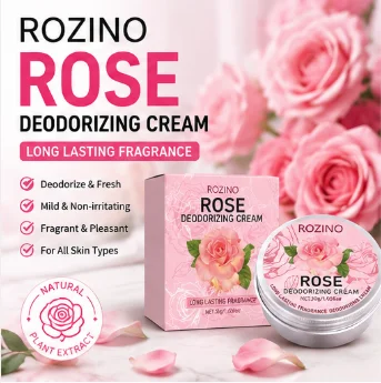 ROZINO rose balm has a soft and delicate texture, applies smoothly, and has a light and pleasant rose fragrance. Helps improve body odor, keeps the body dry, has a light and non-heavy texture, does not easily stain clothing, and is suitable for daily local refreshing care of the body.