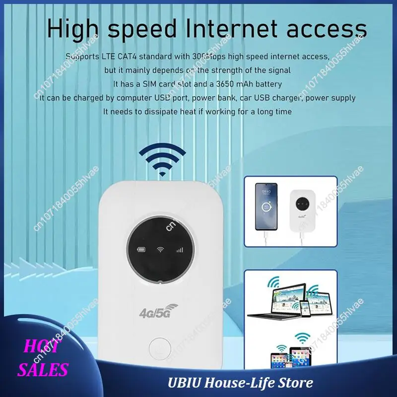 جهاز توجيه مودم 2X LTE 4G 5G، نقطة اتصال 300 ميجابت في الثانية ما يصل إلى 10 أجهزة، فتحة بطاقة SIM، بطارية 2100 مللي أمبير في الساعة، للسفر، رحلة عمل - أفضل بيع