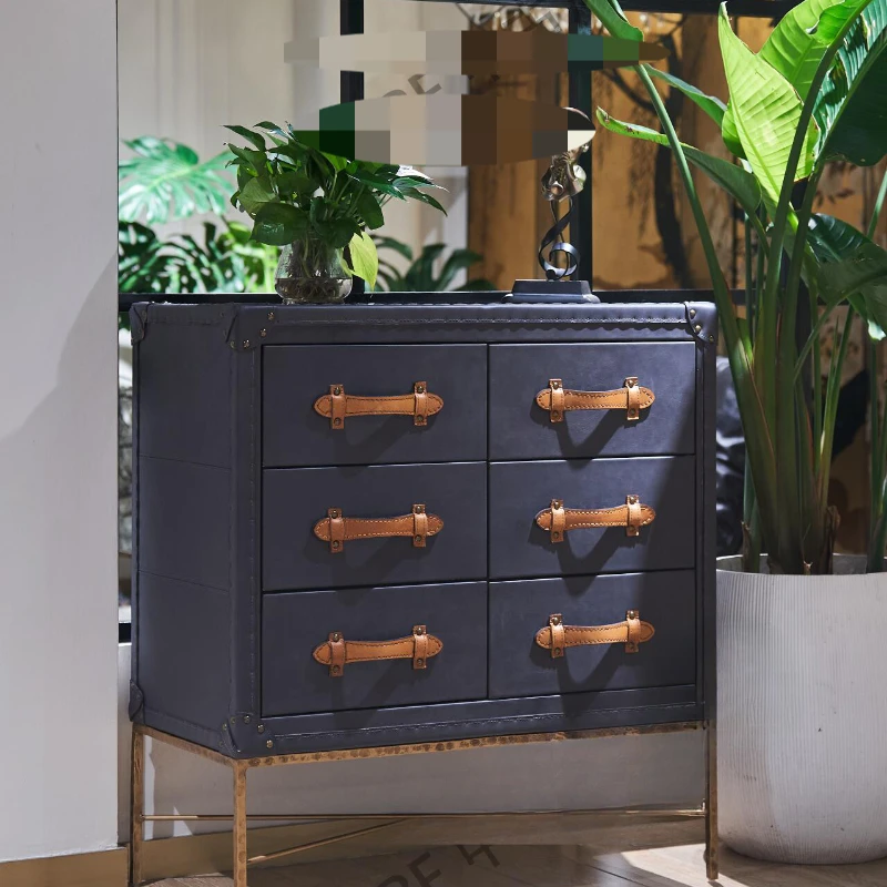 

Retro wrought iron drawer storage chest cabinet living room decorative cabinet