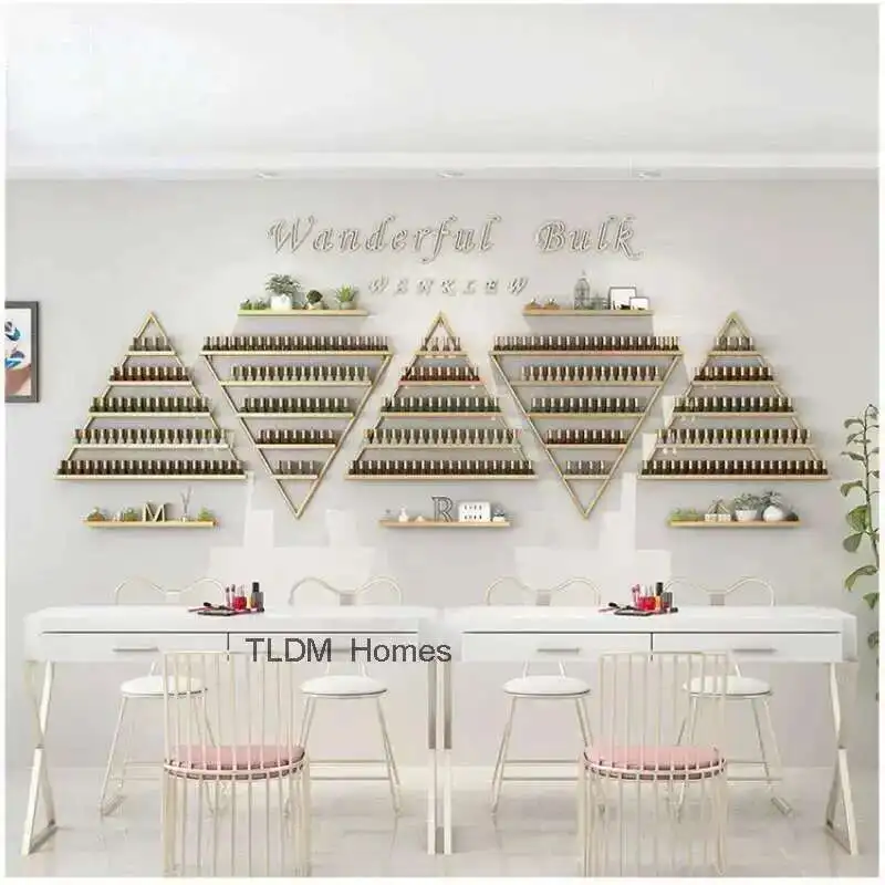 

Iron Art Manicure Shelf Manicure Rack Display Rack Net Nail Polish Oil Shelf Hanging Wall Nail Polish Rack Wall Display Triangle