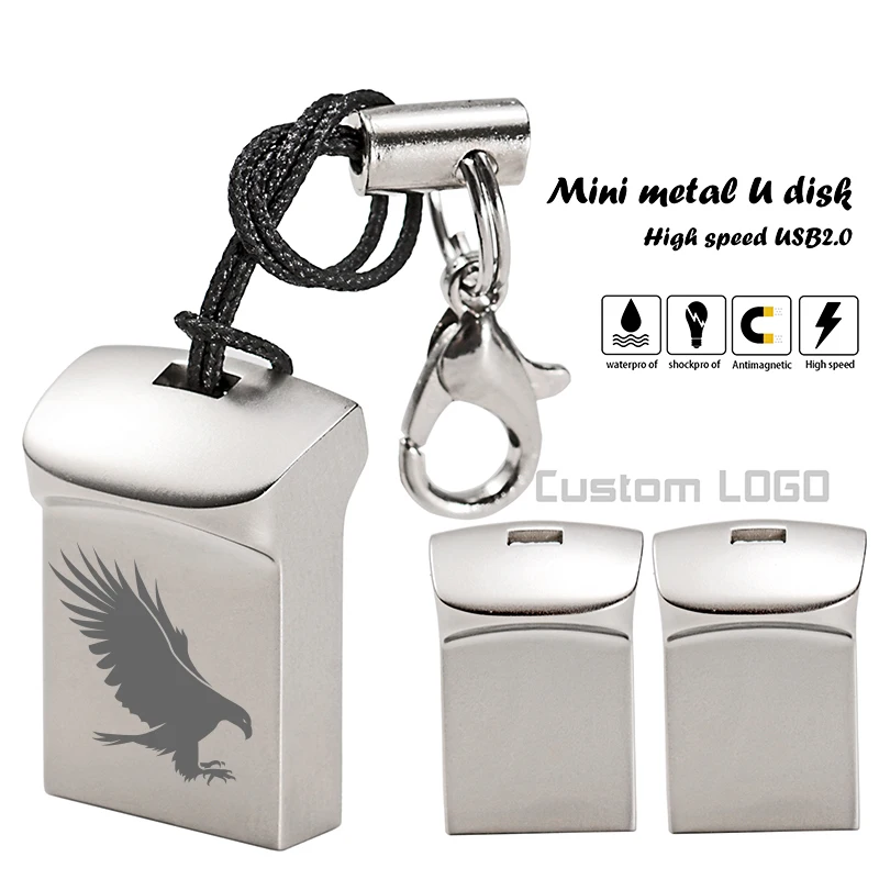 Nowa oryginalność prezenty Mini metalowa pamięć Flash USB 2.0 darmowa własne Logo Pen Drive przenośna z breloczkiem pendrive dysku 64GB