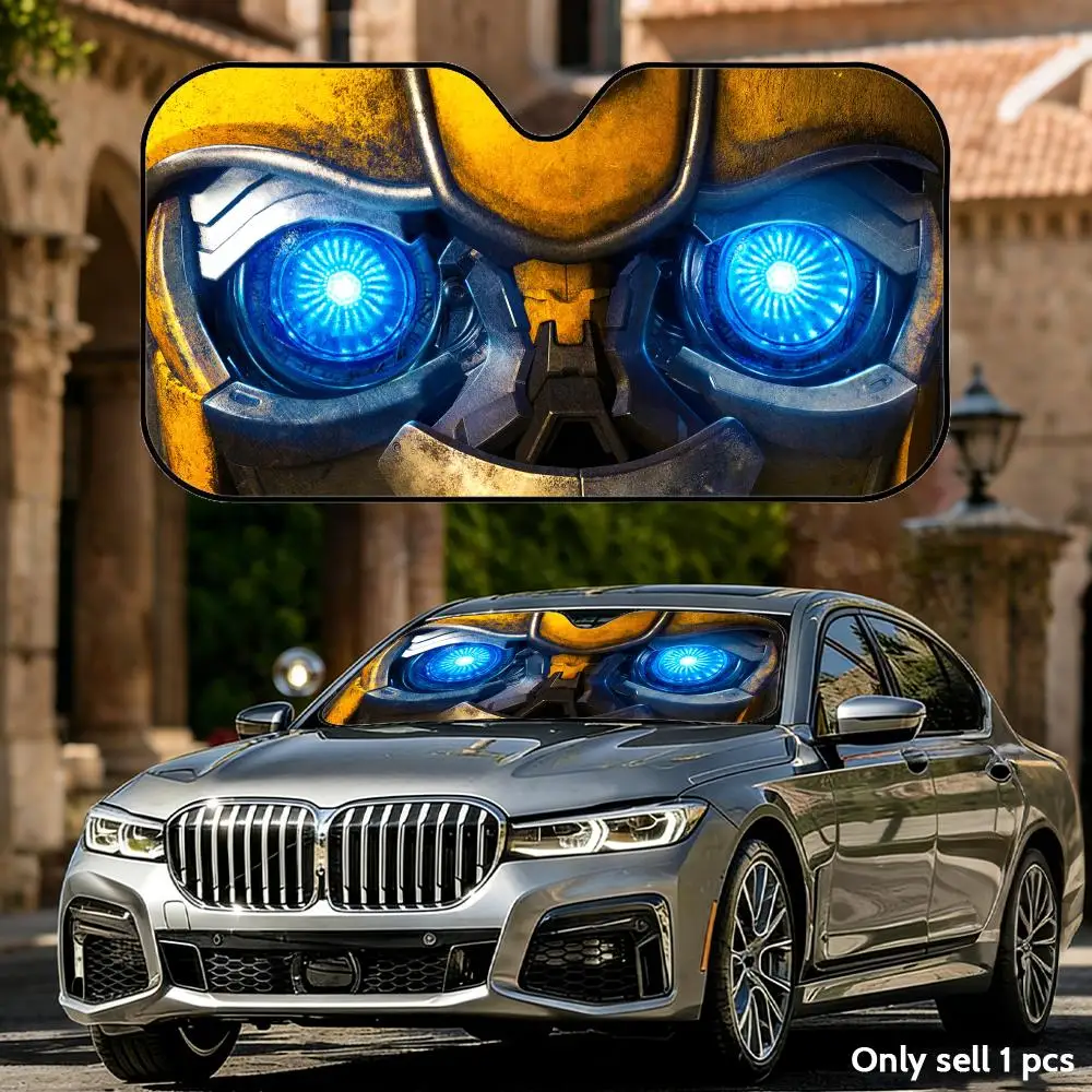 Cool Autobot Eyes Sun Visor Aluminum Foil Windshield Sunshade with Reflective UV Block Heat Insulation, Foldable Universal Fit