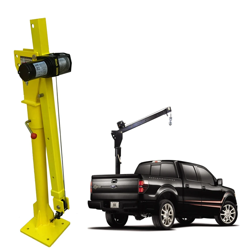 Hydraulic Engine Truck Crane Hot Sell 1T 500KG Crane on Car Portable Pickup Truck With Winch
