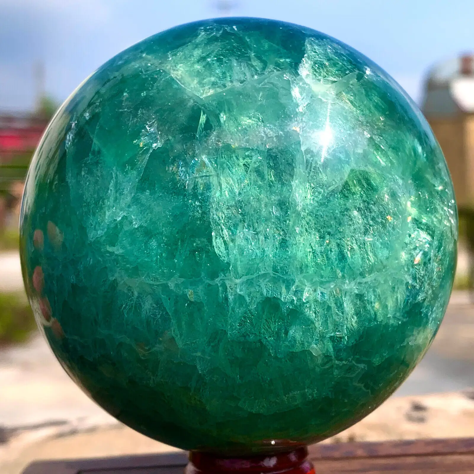 Natural Green Fluorite Crystal Ball Feng Shui Reiki Healing Sphere Gem Home Decoration Gift