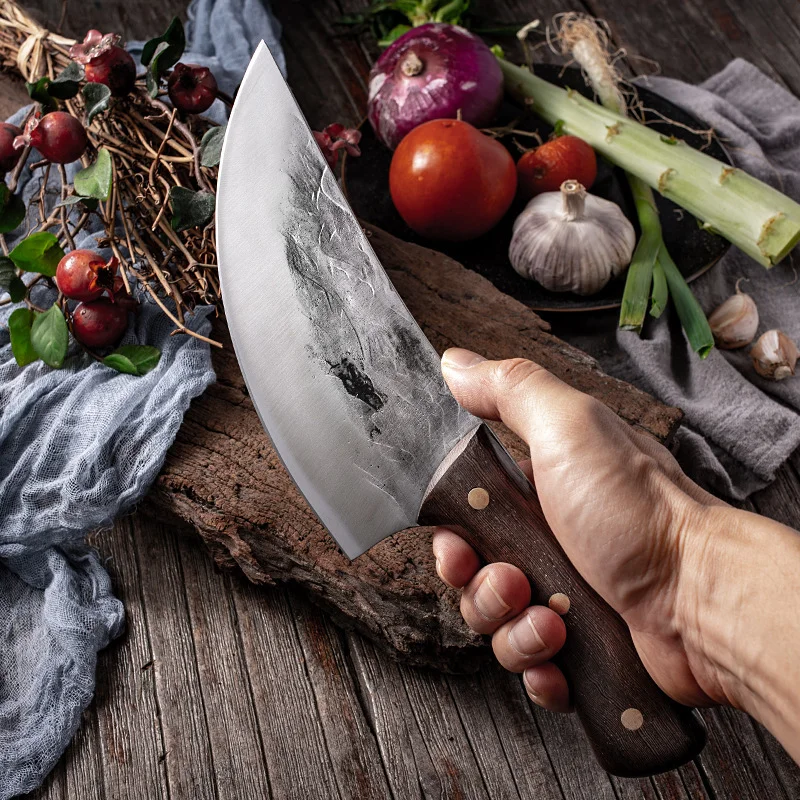 Forged Kitchen Knife Stainless Steel Meat Cleaver Chopping Knife Serbian Style Vegetables Fish Slicing Butcher Chef Knife